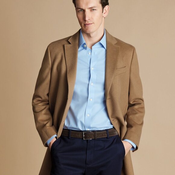 Charles Tyrwhitt LIght Camel Wool Overcoat - Picture 10 of 14